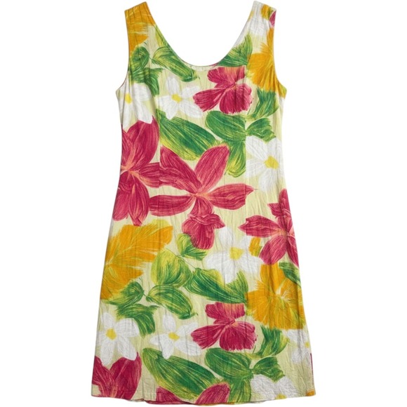 Jams World Dresses & Skirts - Jams World Orchadia Tropical Floral Rayon Shift Dress Pink Yellow Green Large